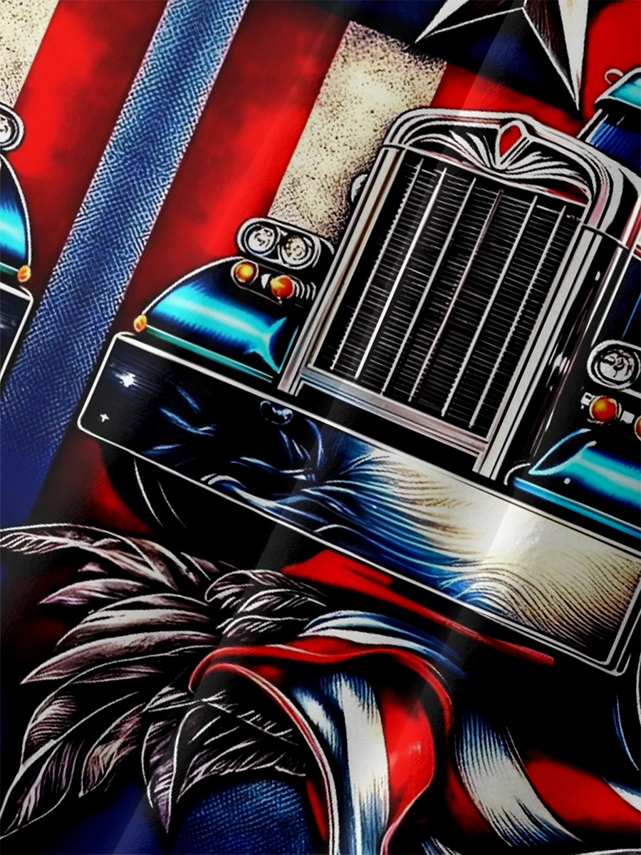 Independence Day Angle With Car Chest Pocket Hawaiian Shirt