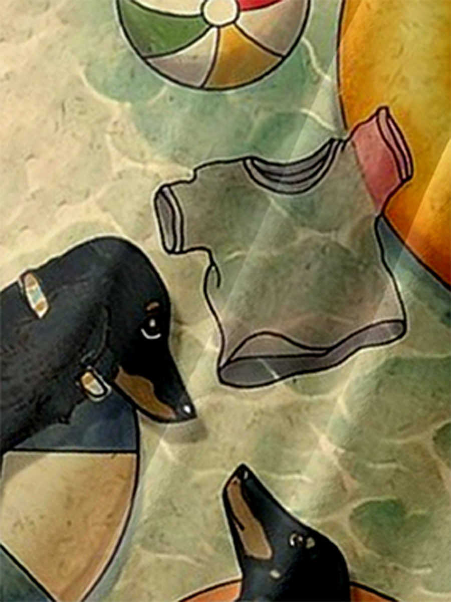 Men's Shirt Cute Dog Print Casual Vacation Oversized Short Sleeve Shirt