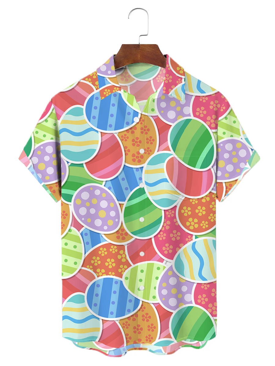 Men's Hawaiian Shirts Art Egg Print Aloha Shirts