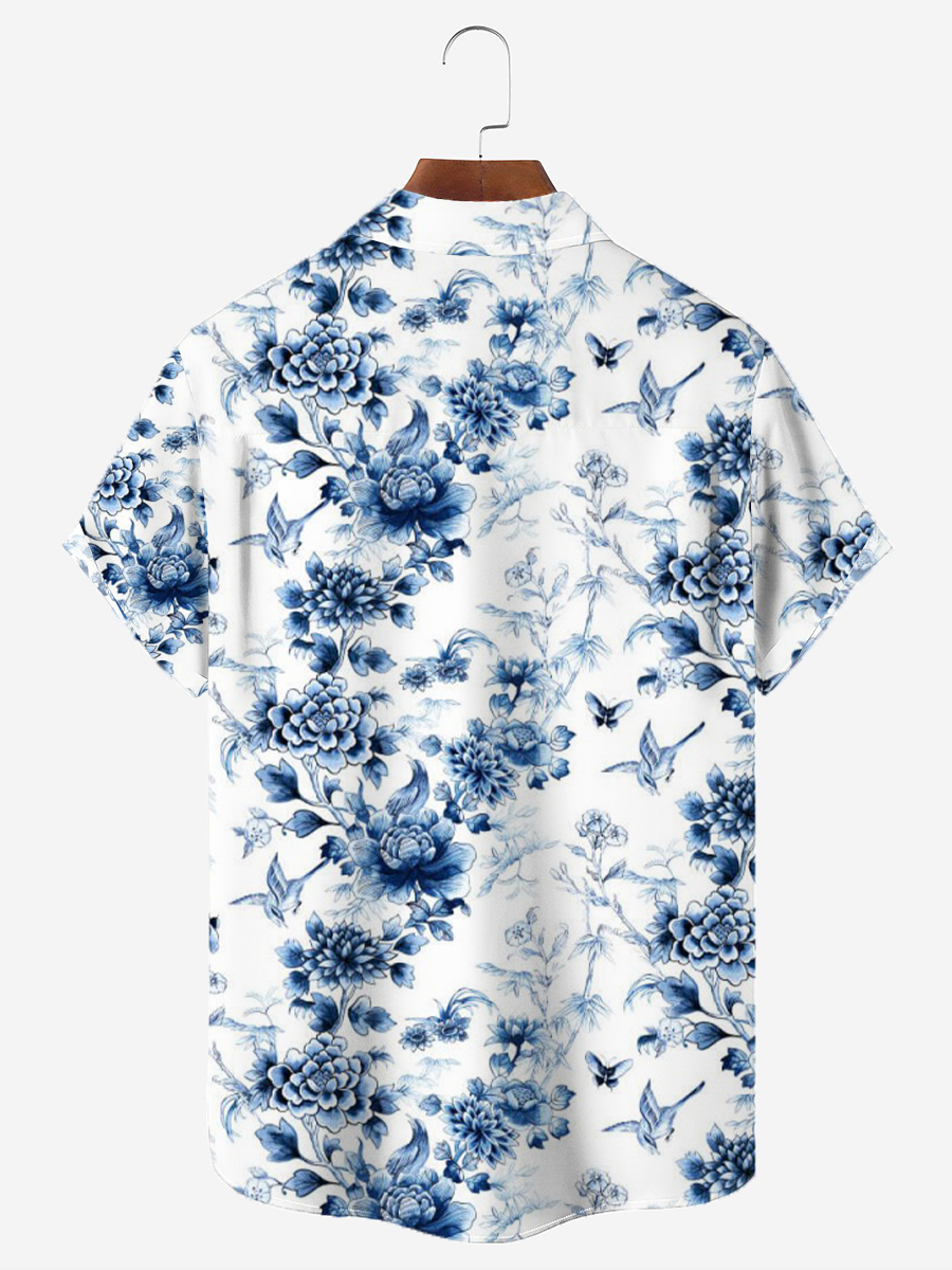 Men's Hawaiian Shirts Blue Floral Aloha Shirts