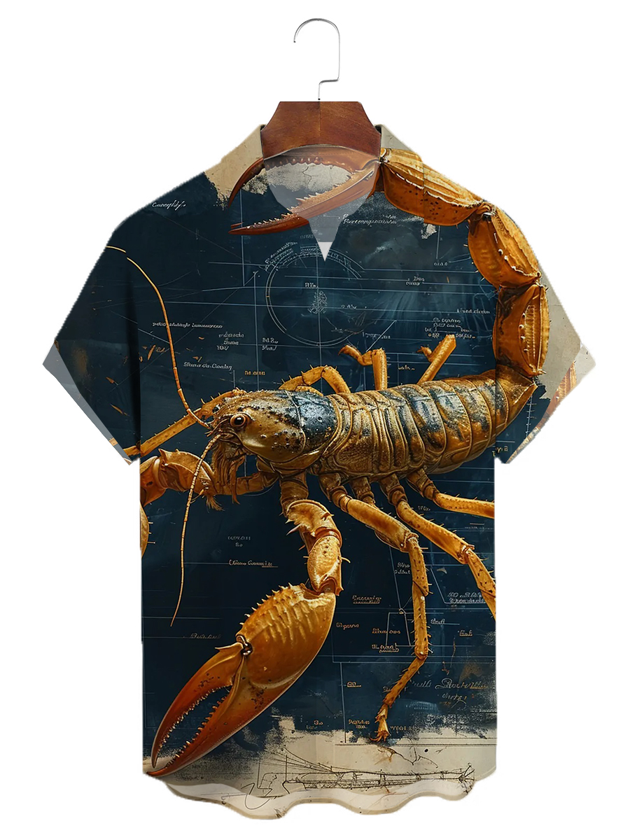 Big Scorpion Chest Pocket Short Sleeves Casual Shirt