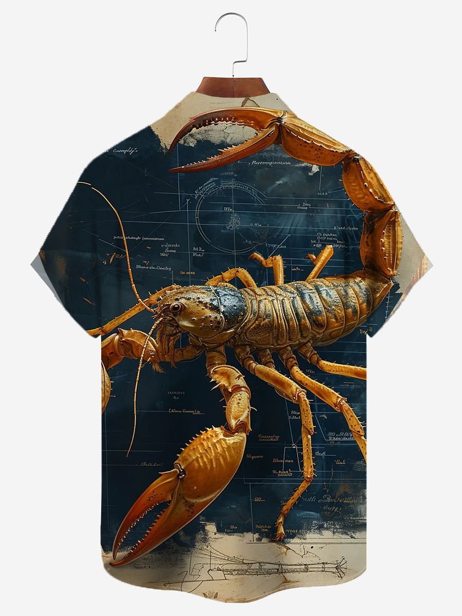 Big Scorpion Chest Pocket Short Sleeves Casual Shirt