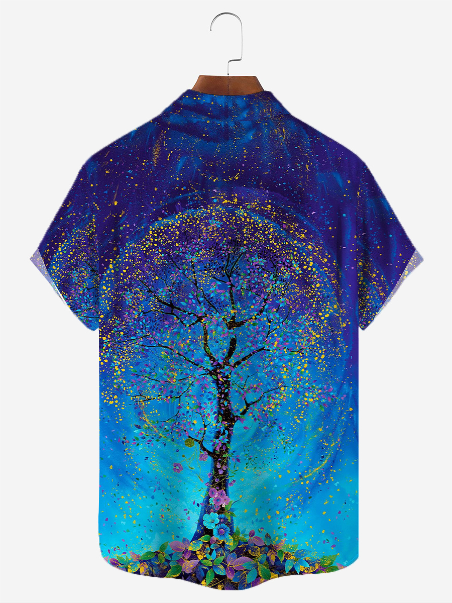 The Tree Print Short Sleeves Hawaiian Shirts