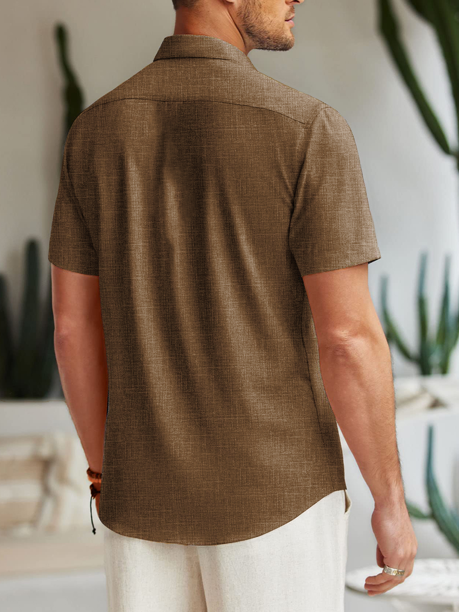 Men's Cotton-Linen Shirts Casual Vintage Stripes Lightweight Hawaiian Shirts