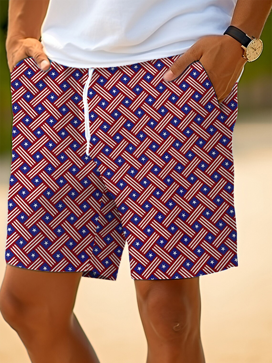 Men's Casual Shorts Art Flag Print Beach Shorts