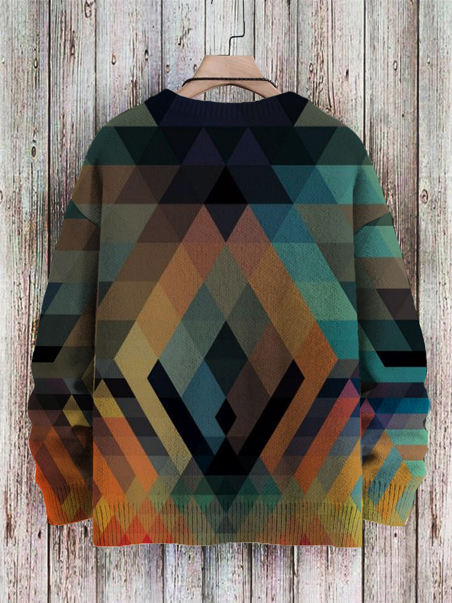Men's Sweater Rainbow Stripes Pullover Print Casual Sweater