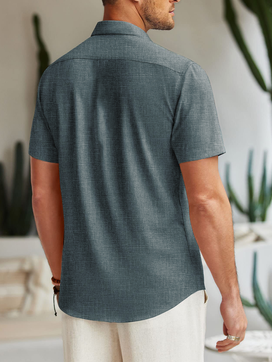 Men's Cotton-Linen Shirts Casual Art Vintage Lightweight Hawaiian Shirts