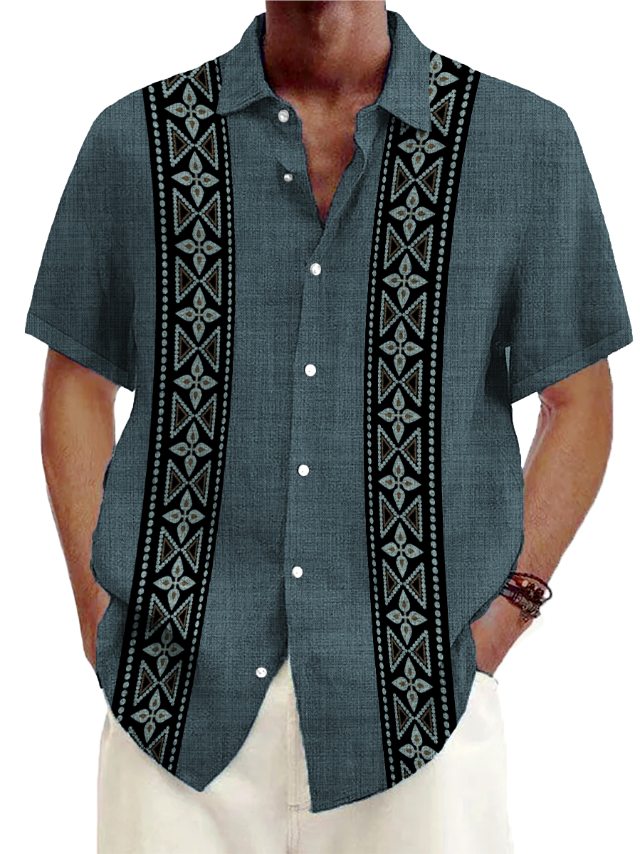 Men's Cotton-Linen Shirts Casual Retro Lightweight Hawaiian Shirts