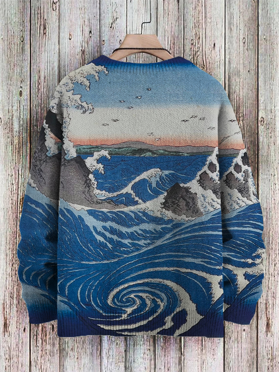 Men's Sweater Undersea Vortex Print Casual Knit Sweatshirt Sweater