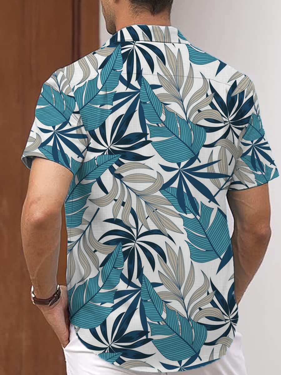 Men's Cotton-Linen Shirts Casual Art Hawaii Lightweight Hawaiian Shirts