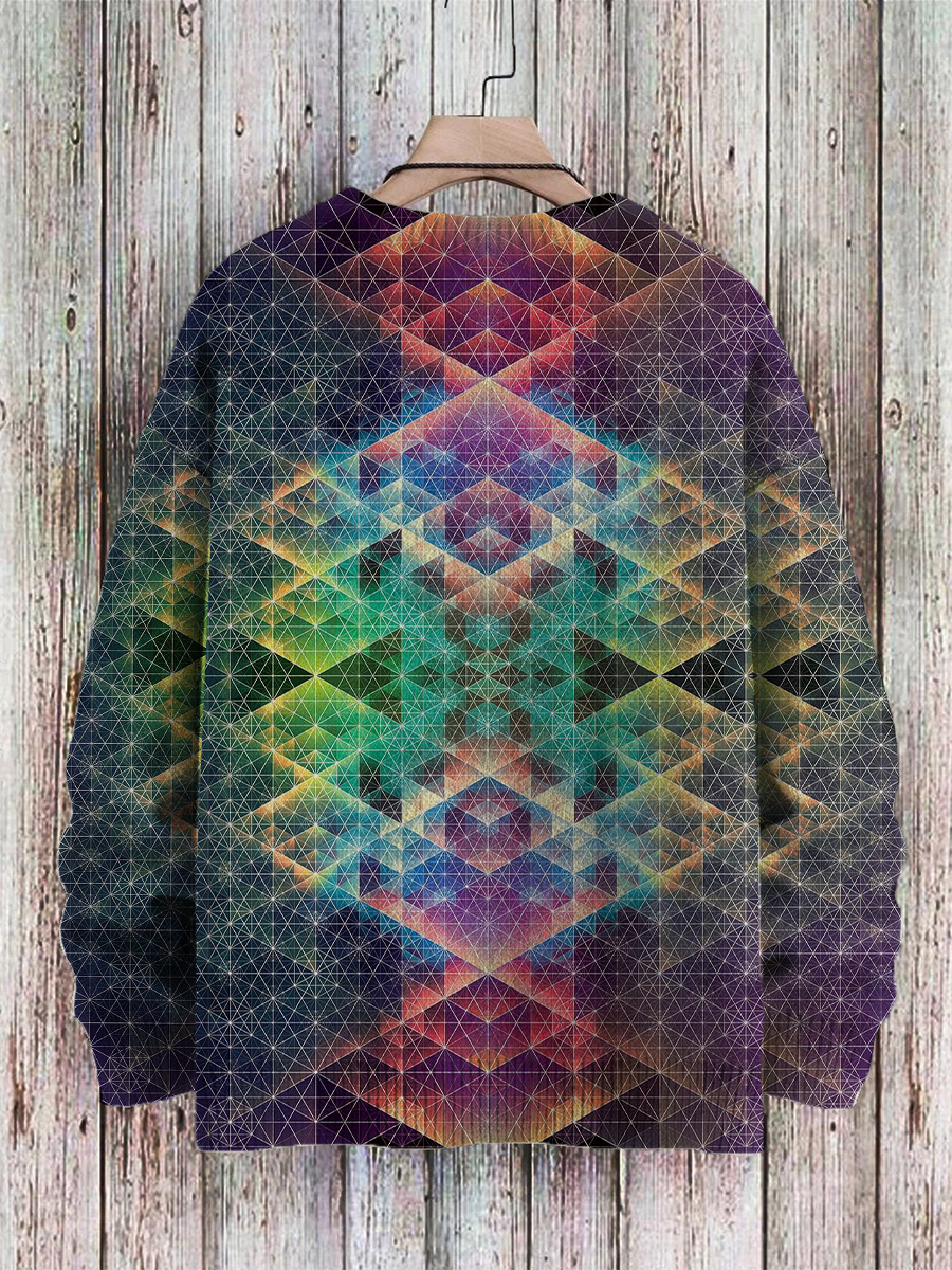 Men's Sweater Retro Diamond Stripes Pullover Print Casual Sweater