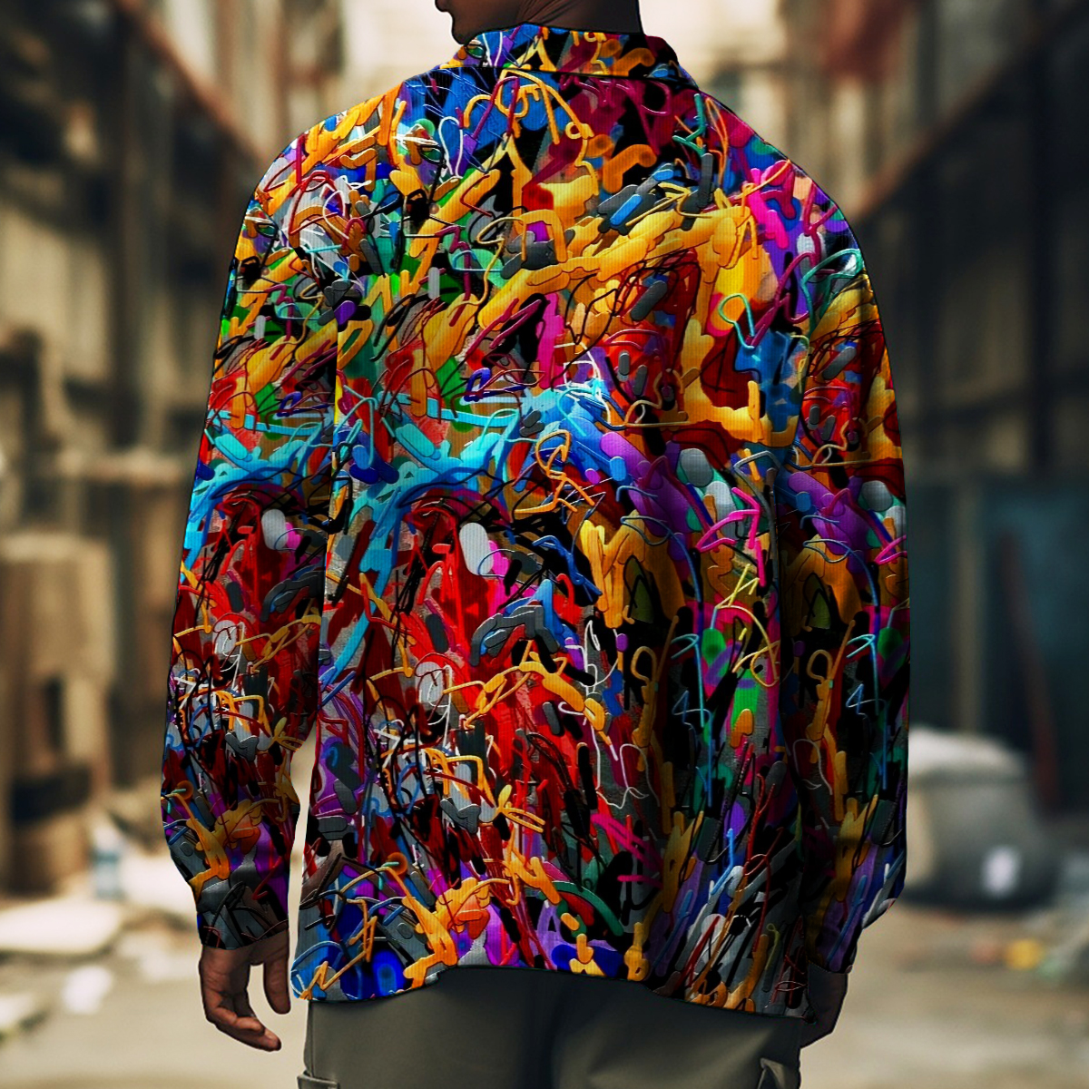 Men's Casual Jacket Art Abstract Print Long Sleeve Pockets Jacket