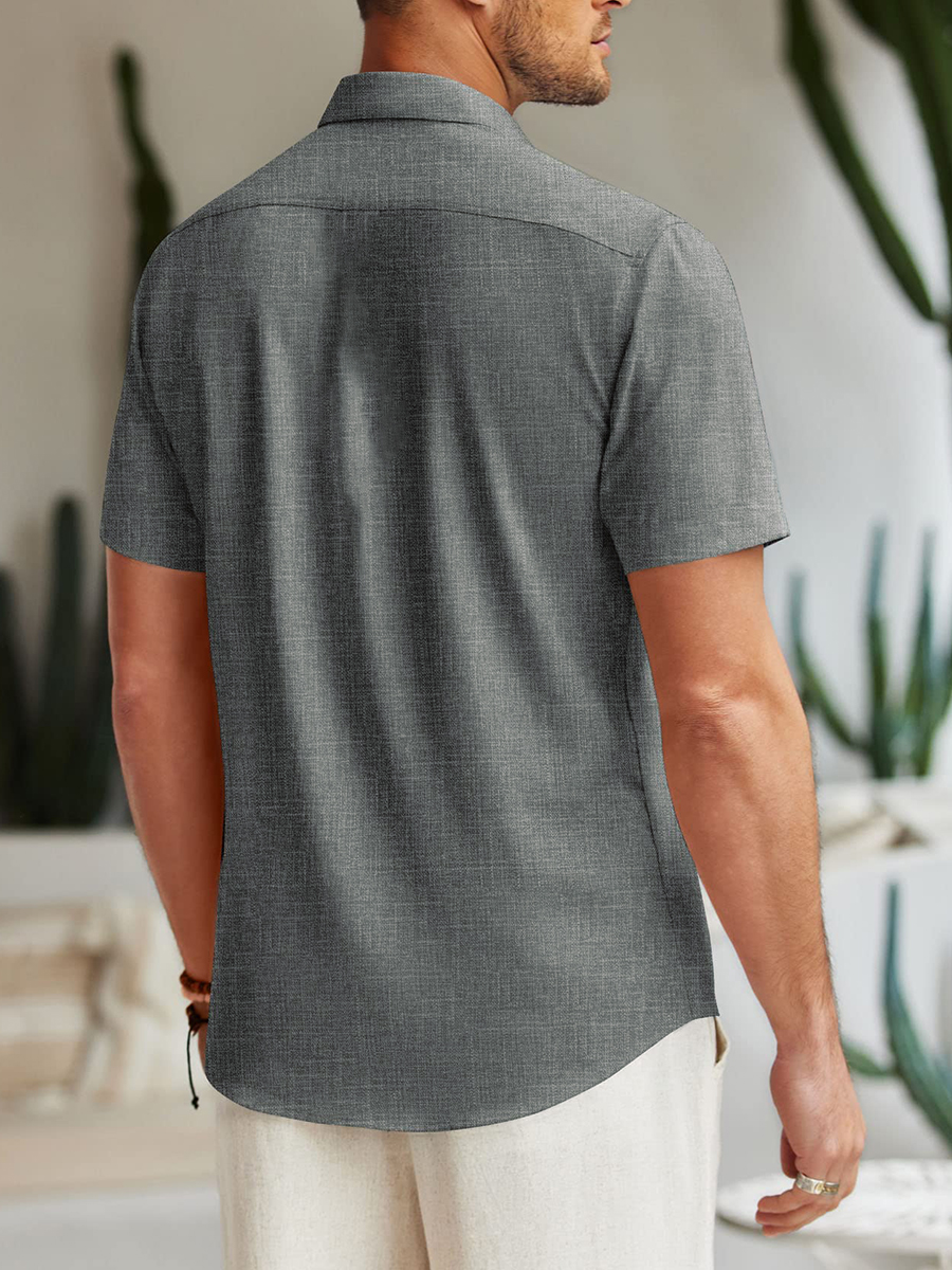 Men's Cotton-Linen Shirts Casual Stripes Lightweight Hawaiian Shirts