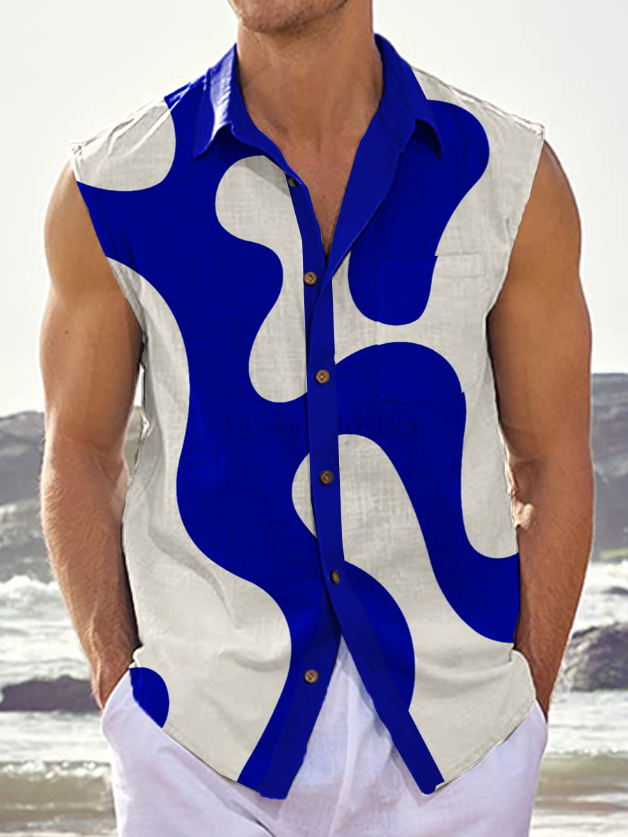Men's Hawaiian Shirts Basic Print Sleeveless Shirts