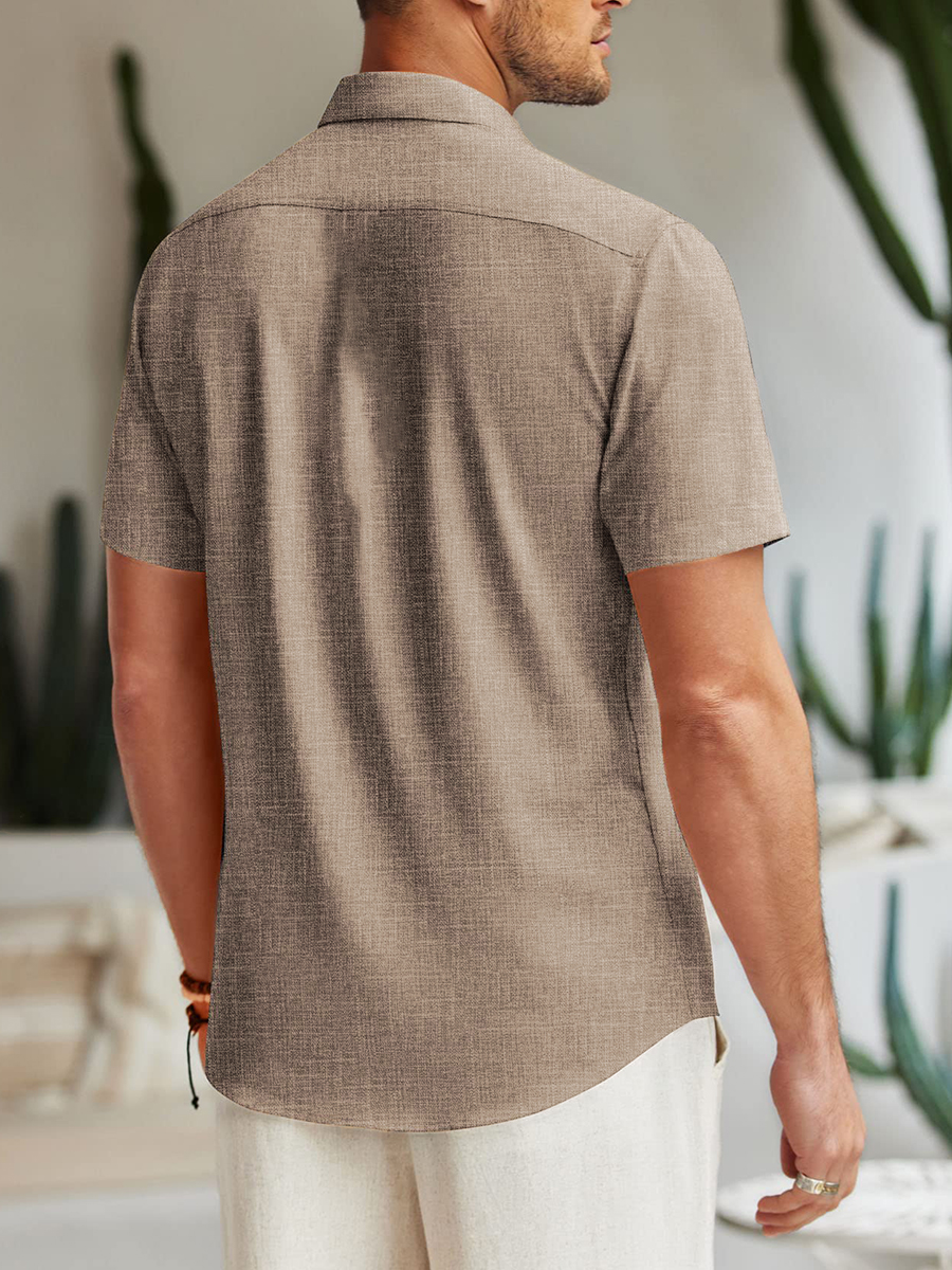 Men's Cotton-Linen Shirts Casual Stripes Lightweight Hawaiian Shirts