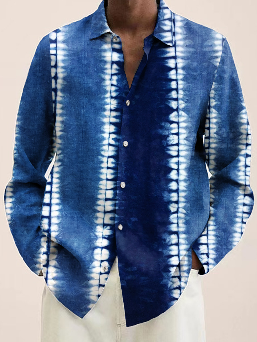Art Tie-dye Pattern Long Sleeve Hawaiian Shirt