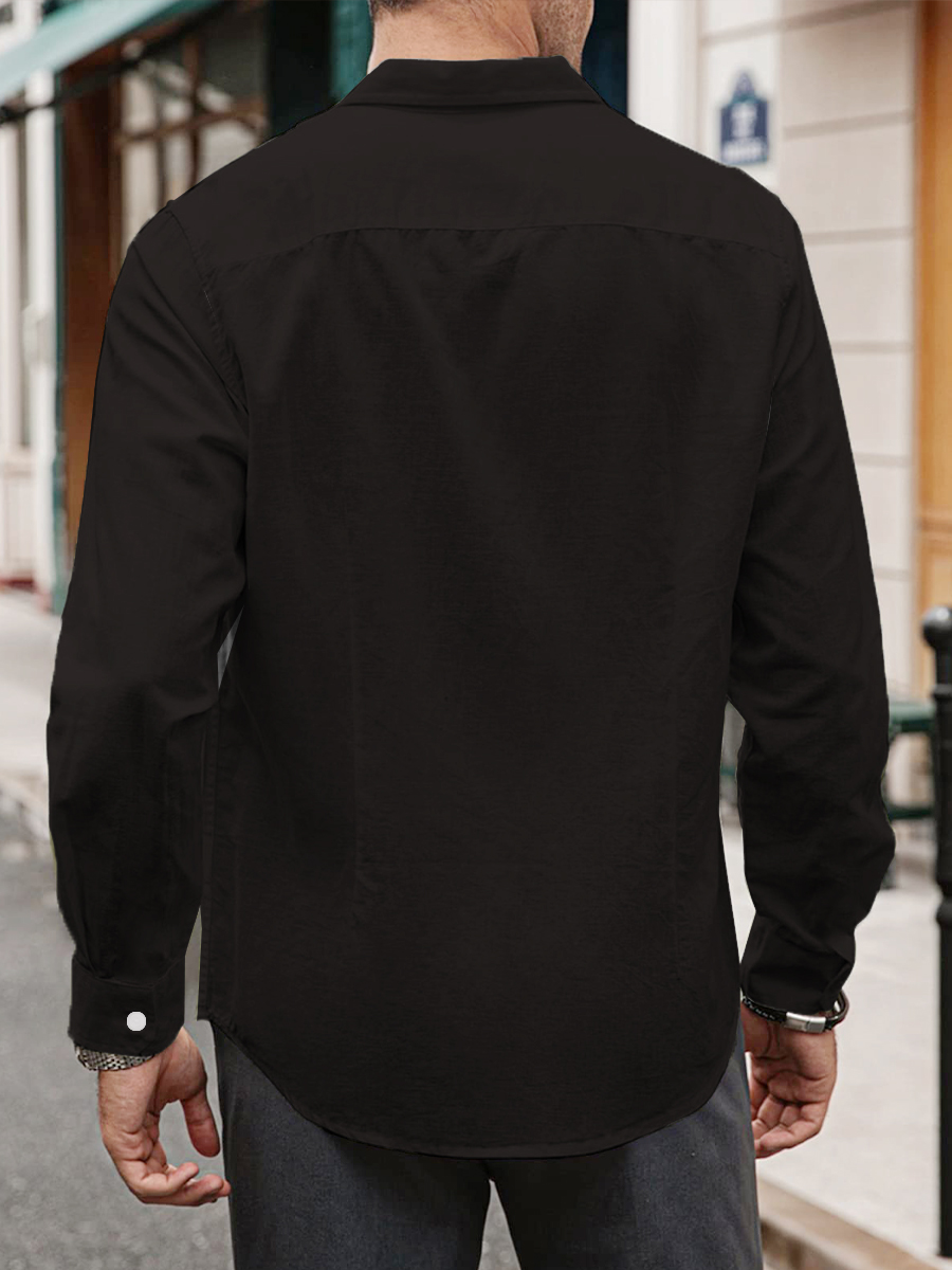 Men's Art Crane Print Long Sleeve Shirt