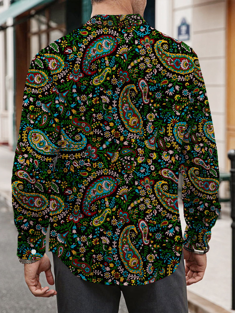Men's Shirt Paisley Print Casual Vacation Oversized Long Sleeve Shirt