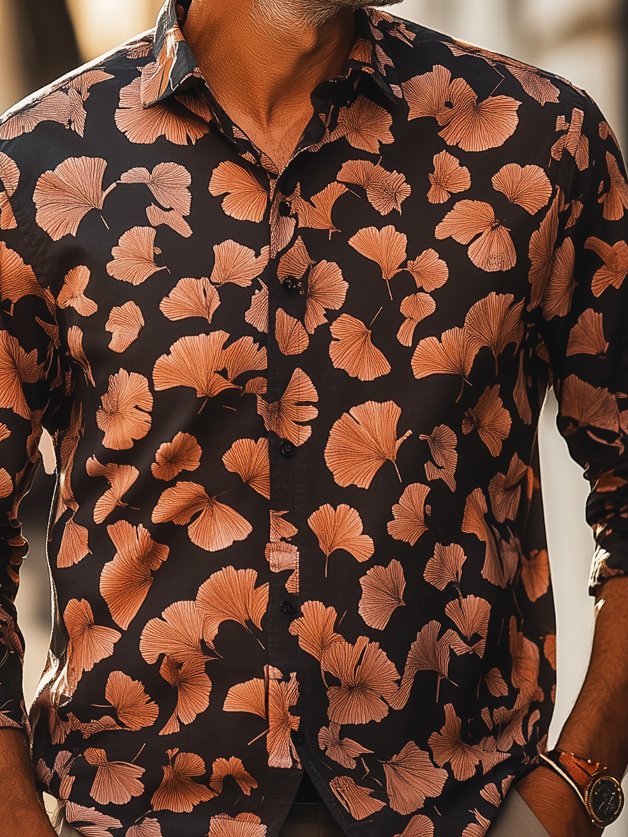 Ginkgo Printed Autumn Long Sleeves Shirt