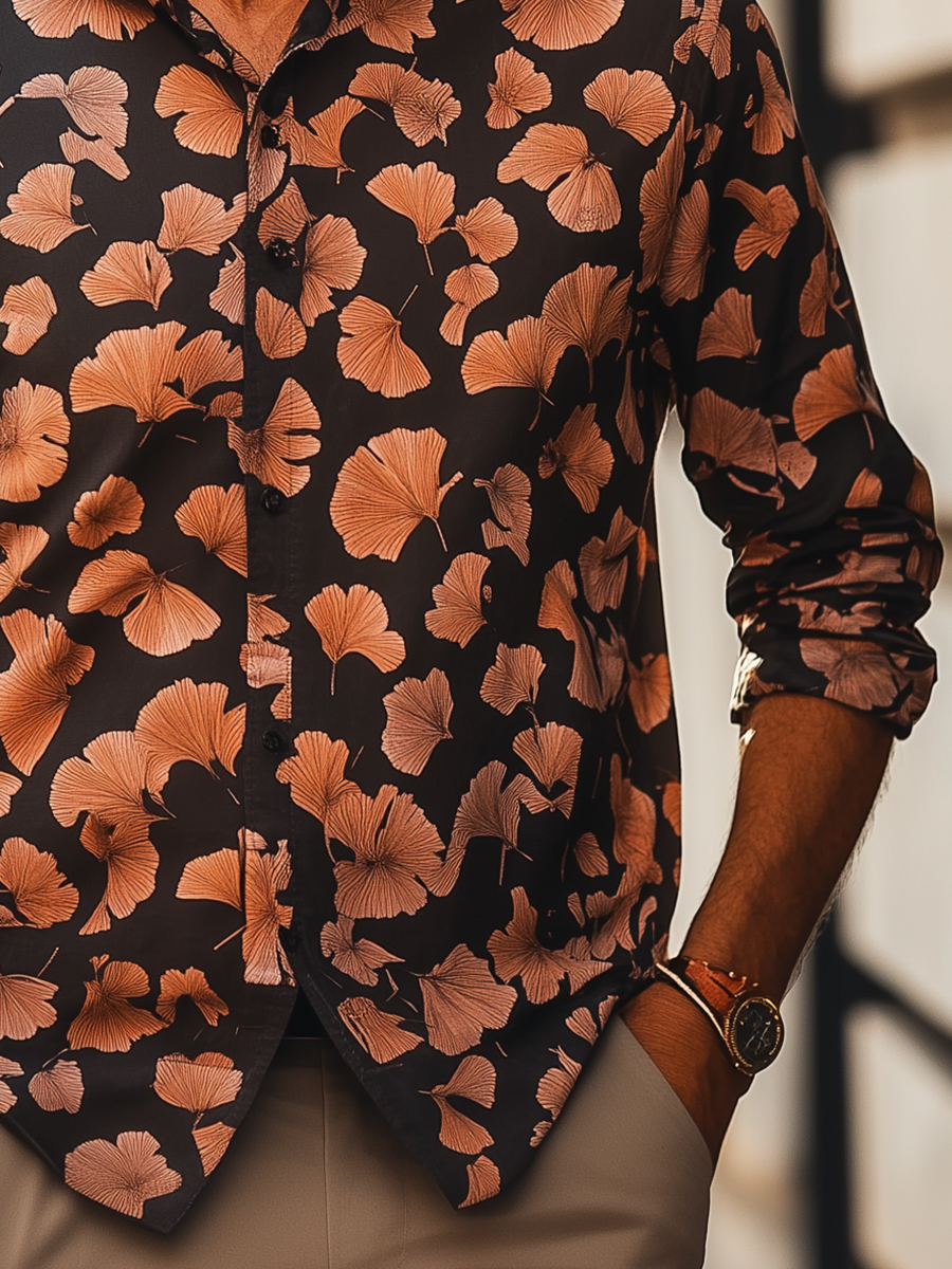 Ginkgo Printed Autumn Long Sleeves Shirt
