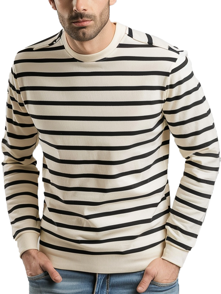 Men's Sweatshirt Casual Stripes Sweatshirt