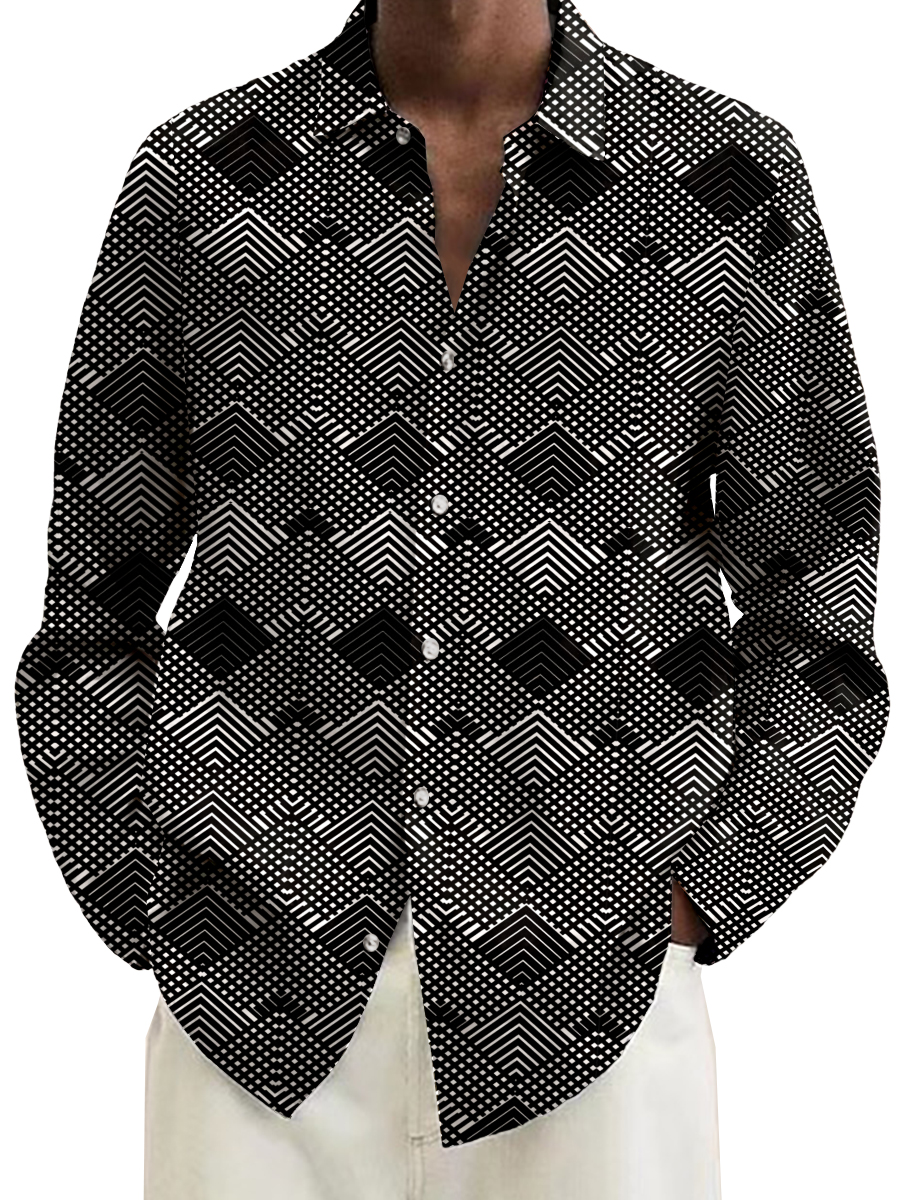 Men's Geometry Print Long Sleeve Shirt
