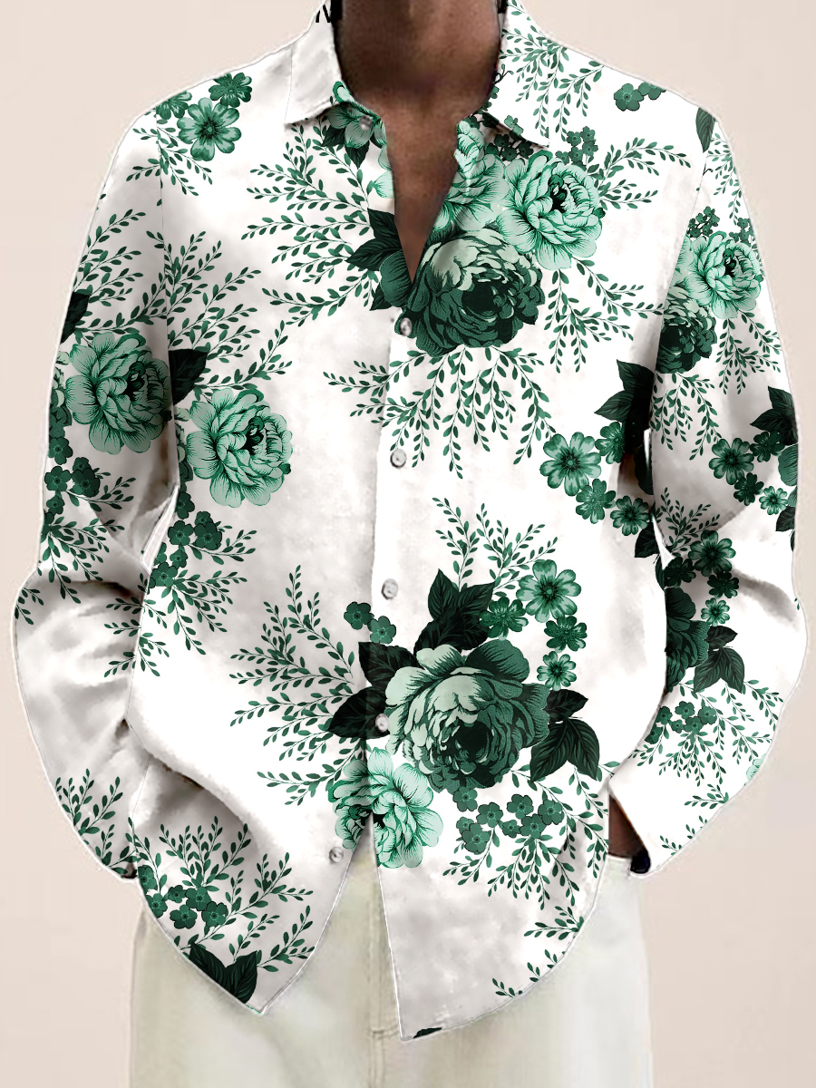Floral Long Sleeve Hawaiian Shirt