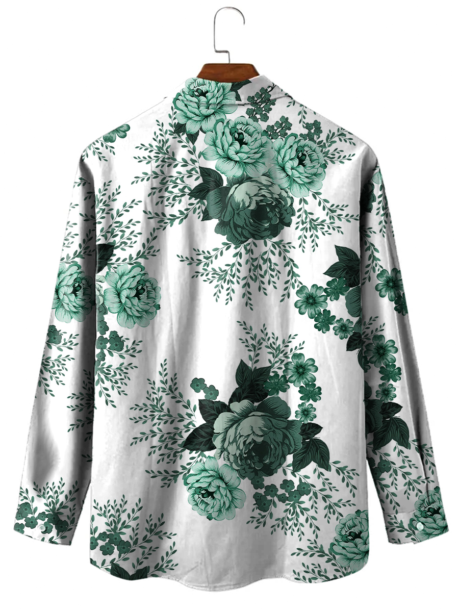 Floral Long Sleeve Hawaiian Shirt
