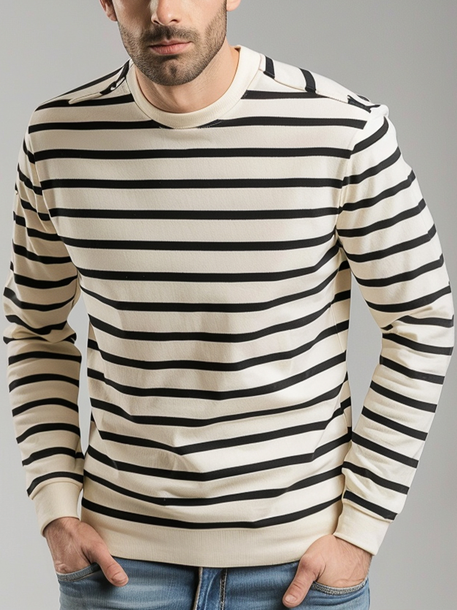 Men's Sweatshirt Casual Stripes Sweatshirt