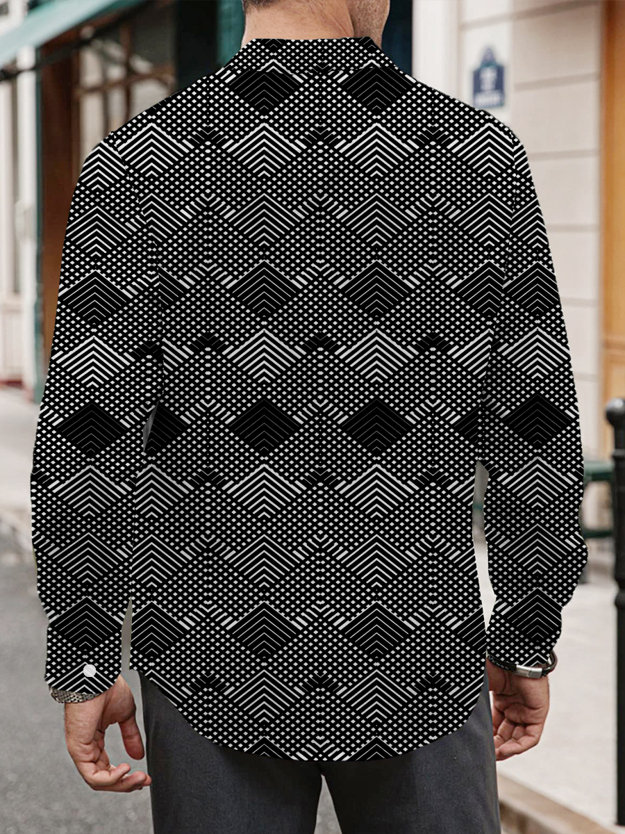 Men's Geometry Print Long Sleeve Shirt
