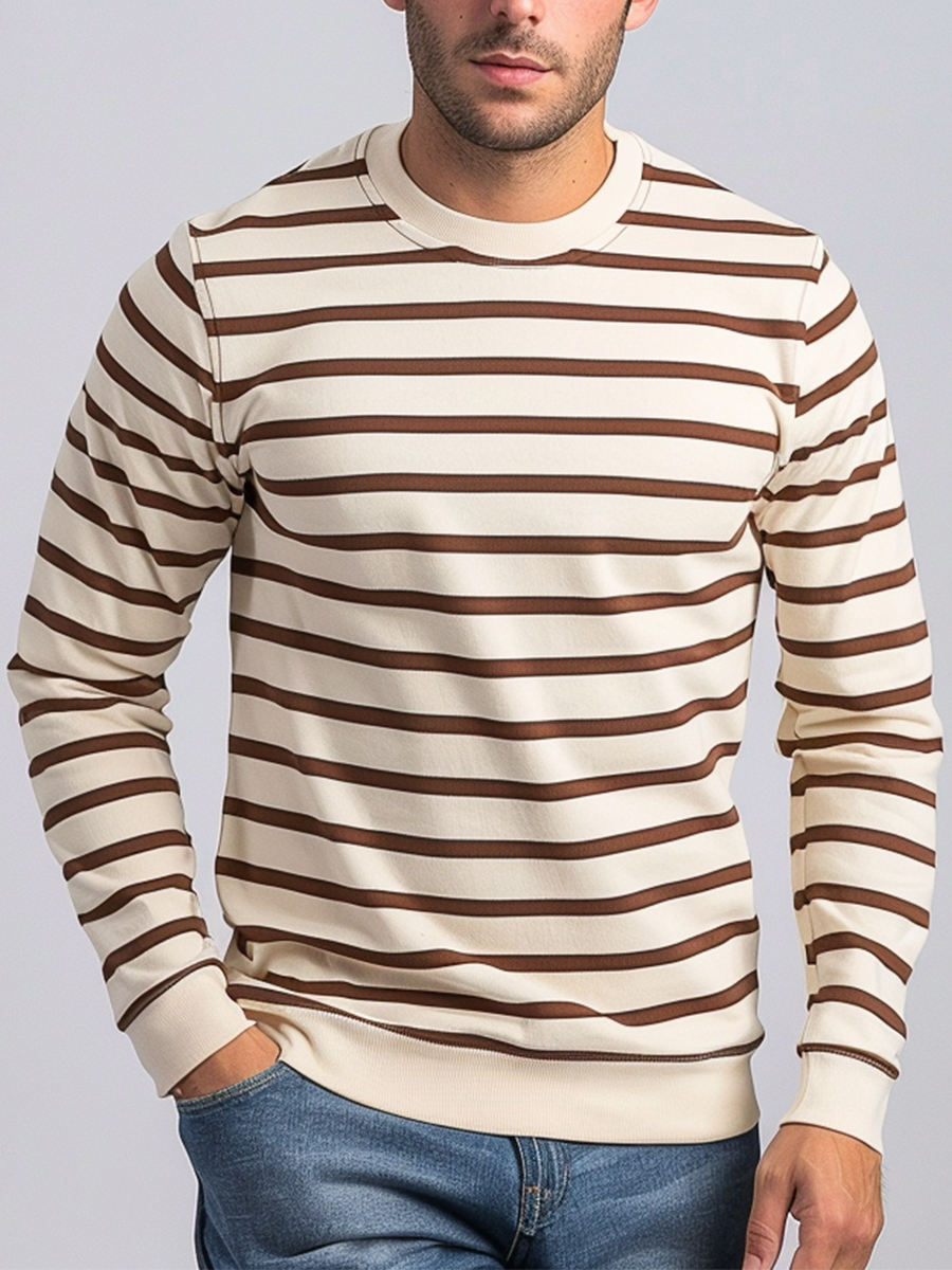 Men's Sweatshirt Casual Stripes Sweatshirt
