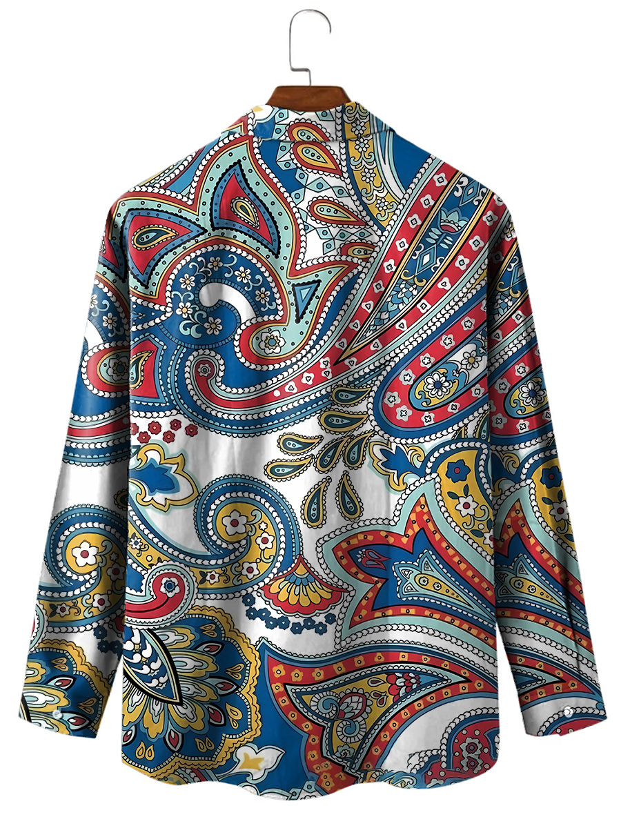 Paisley Pattern Casual Loose Long Sleeved Shirt