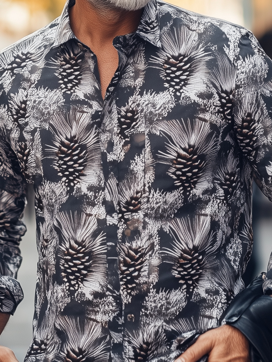 Pinecone Printed Autumn Long Sleeves Shirt