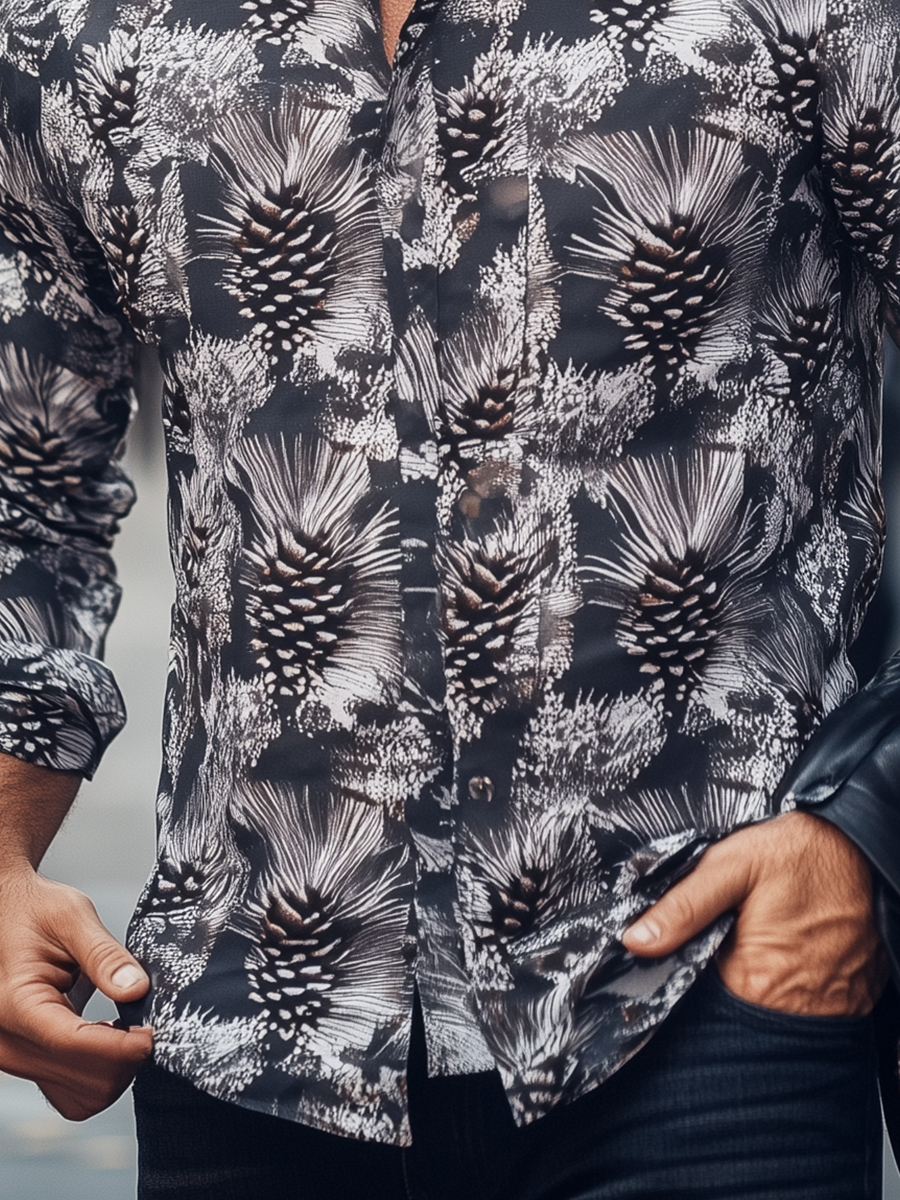 Pinecone Printed Autumn Long Sleeves Shirt