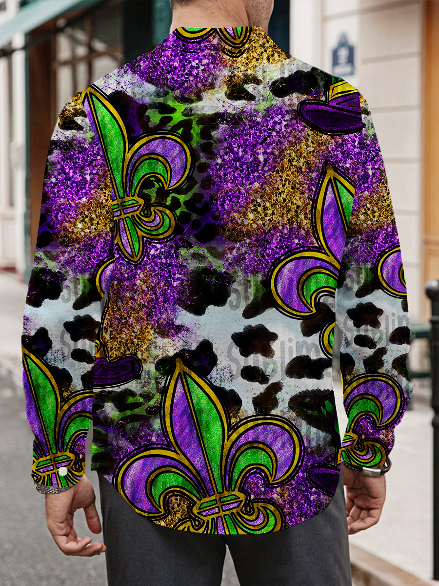 Men's Mardi Gras Art Print Long Sleeve Shirt