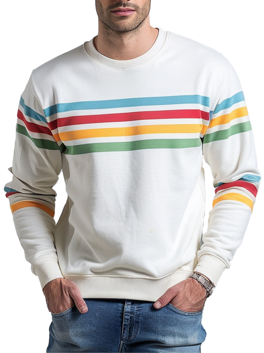 Men's Sweatshirt Rainbow Stripes Casual Sweatshirt