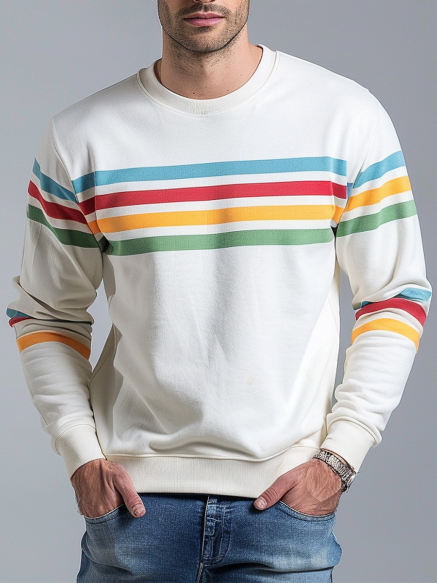 Men's Sweatshirt Rainbow Stripes Casual Sweatshirt