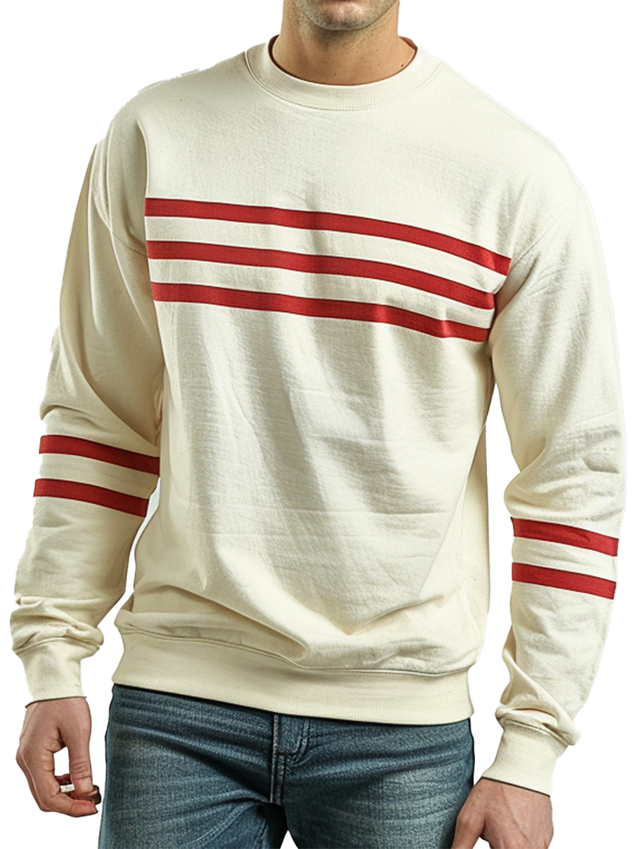 Men's Sweatshirt Three Red Stripes Casual Sweatshirt