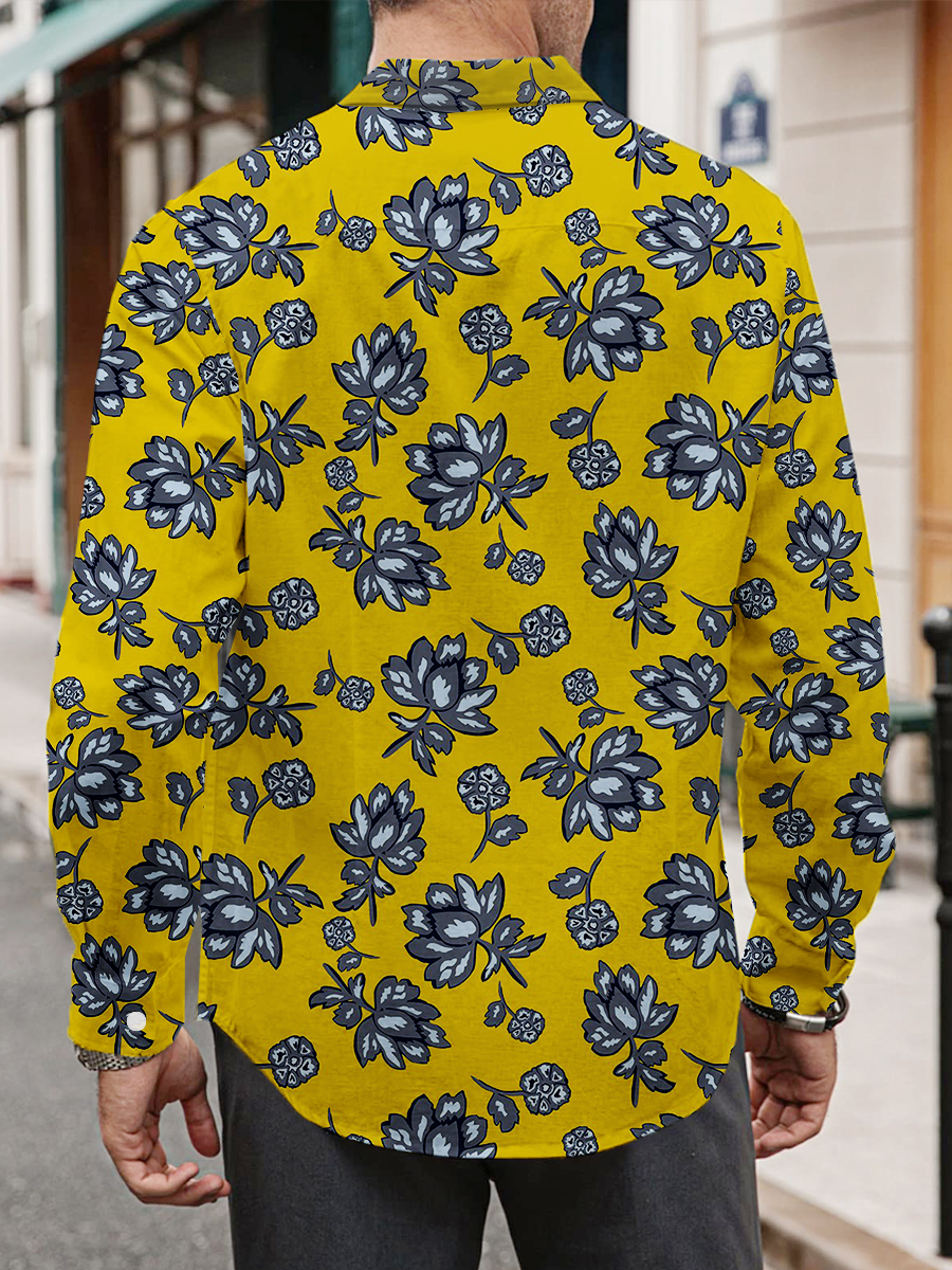 Men's Shirt Floral Print Casual Vacation Oversized Long Sleeve Shirt