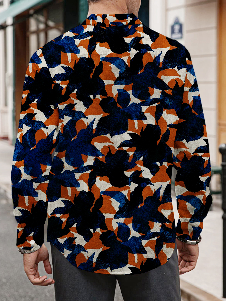 Floral Print Long Sleeve Hawaiian Shirt