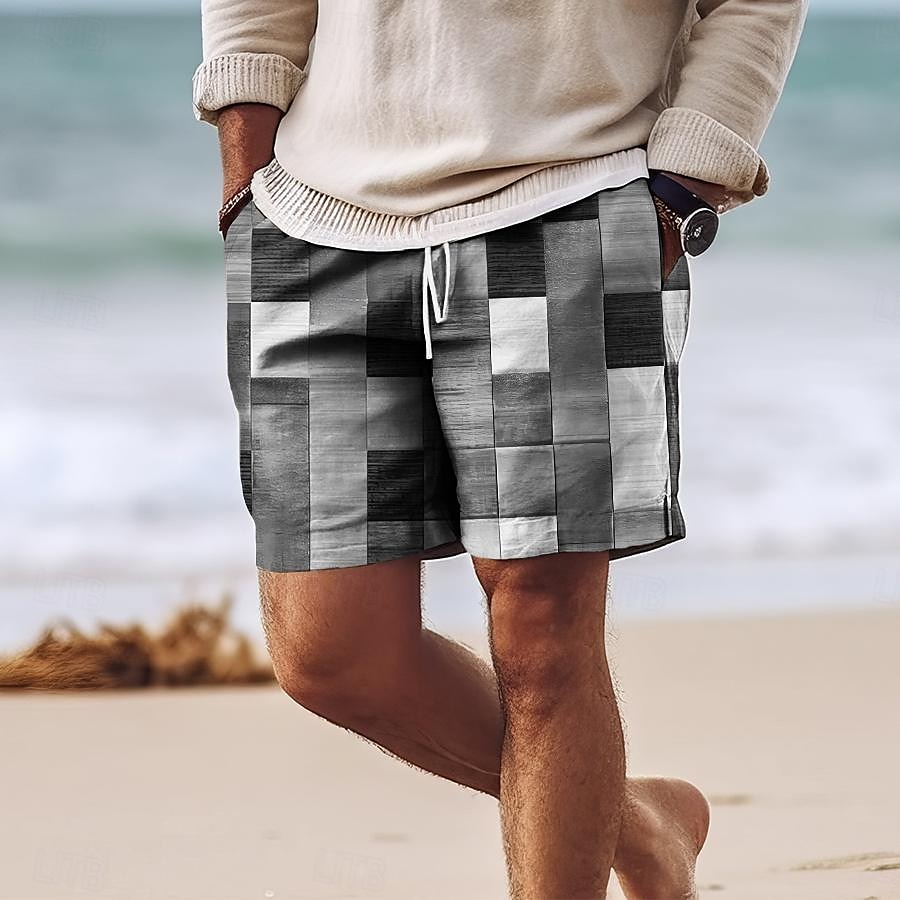 Men's Shorts Holiday Retro Colorblock Print Beach Shorts