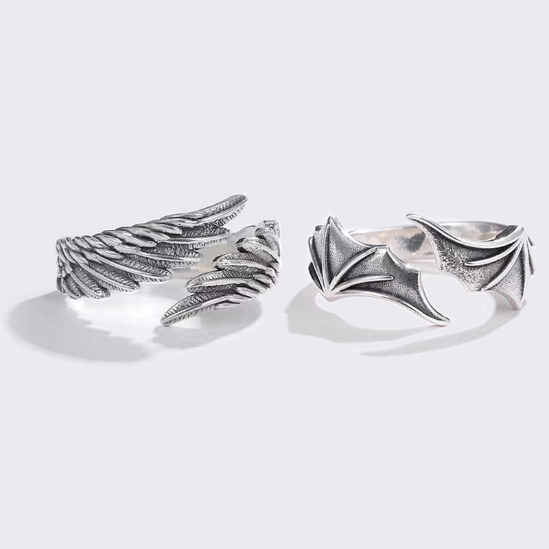 Angel and Demon Wings Couple Ring 2-Piece Ring