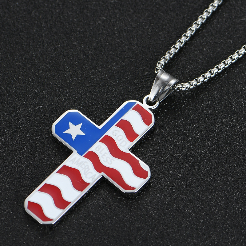 Five-pointed Stars And Stripes Cross Pendant