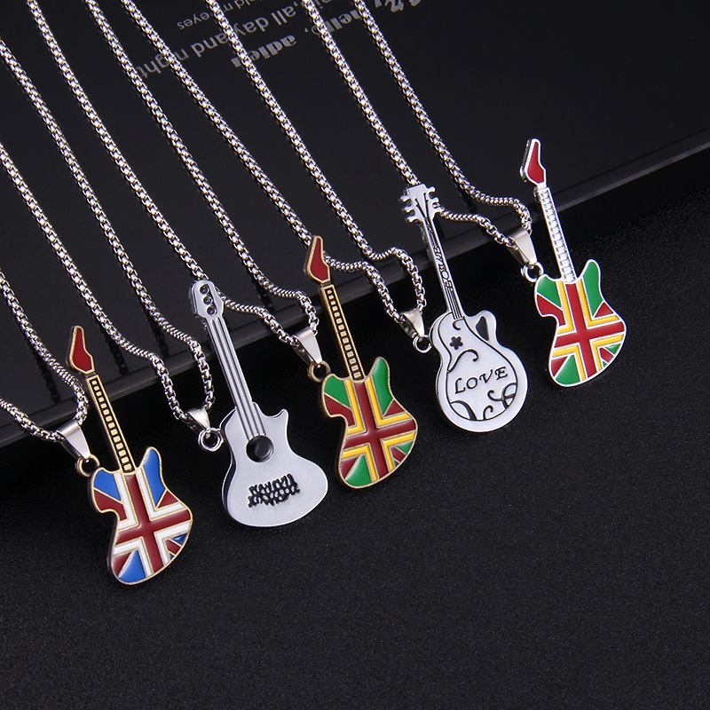 Rock Personality Hip Hop Guitar Pendant Necklace