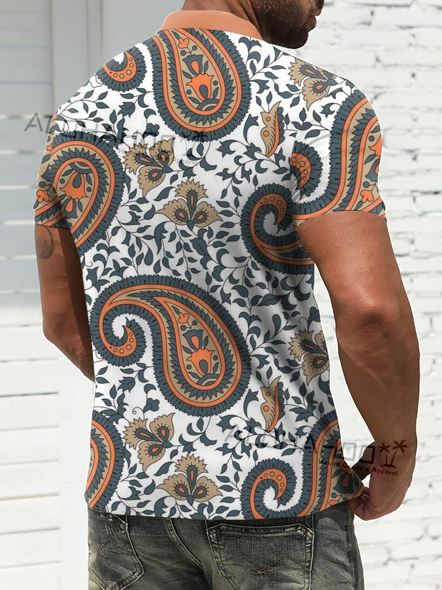 Men's Polo Shirt Paisley Print Casual Short-Sleeved Golf Shirt