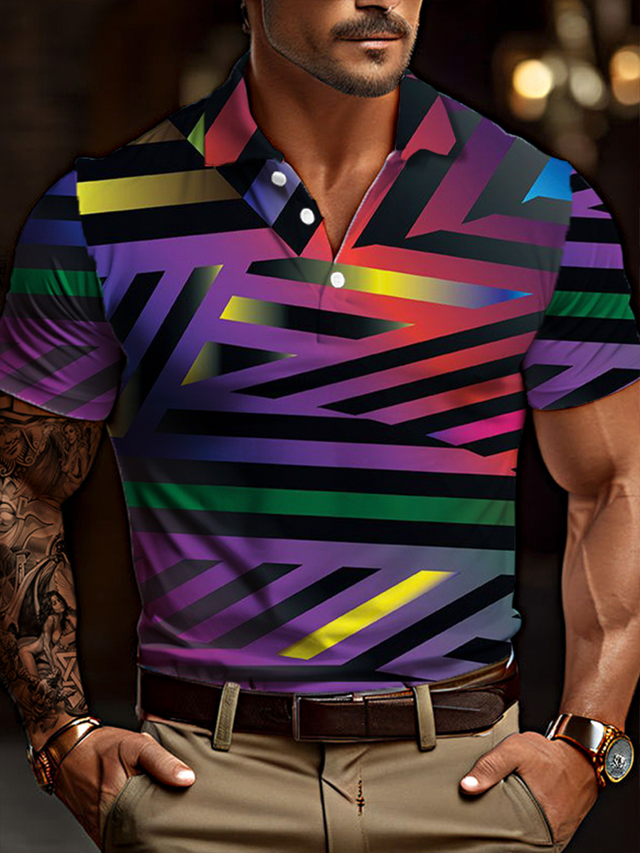 Men's Rainbow Stripe Pride Polo Shirt