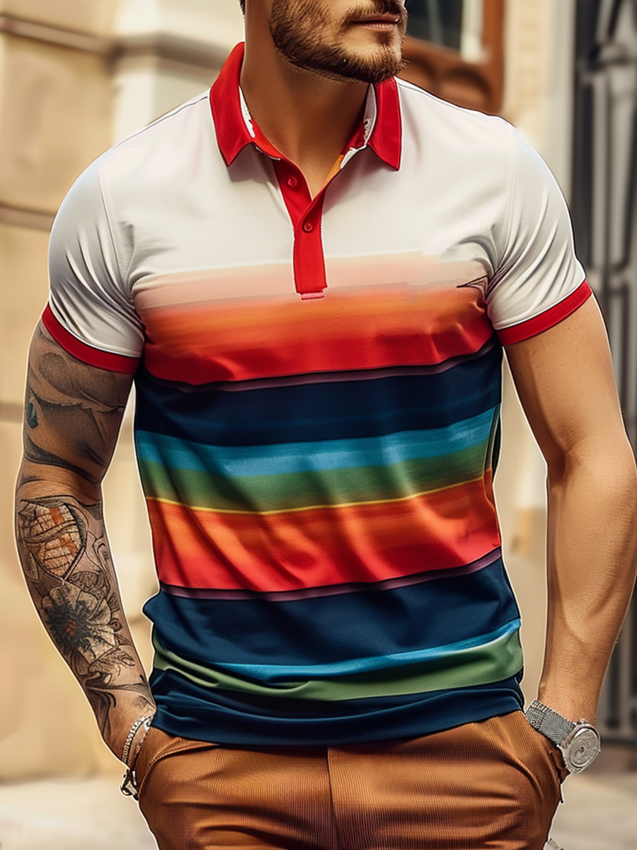 Men's Colorful Stripes Polo Shirt
