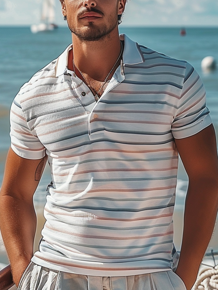 Men's Multicolor Stripes Polo Shirt
