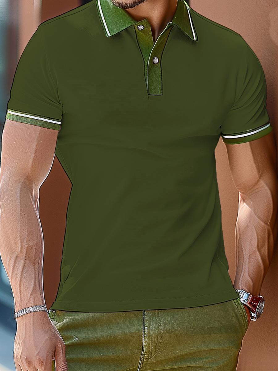 Men's Waffle Polo Stylish Stripes Printed Polo Shirt