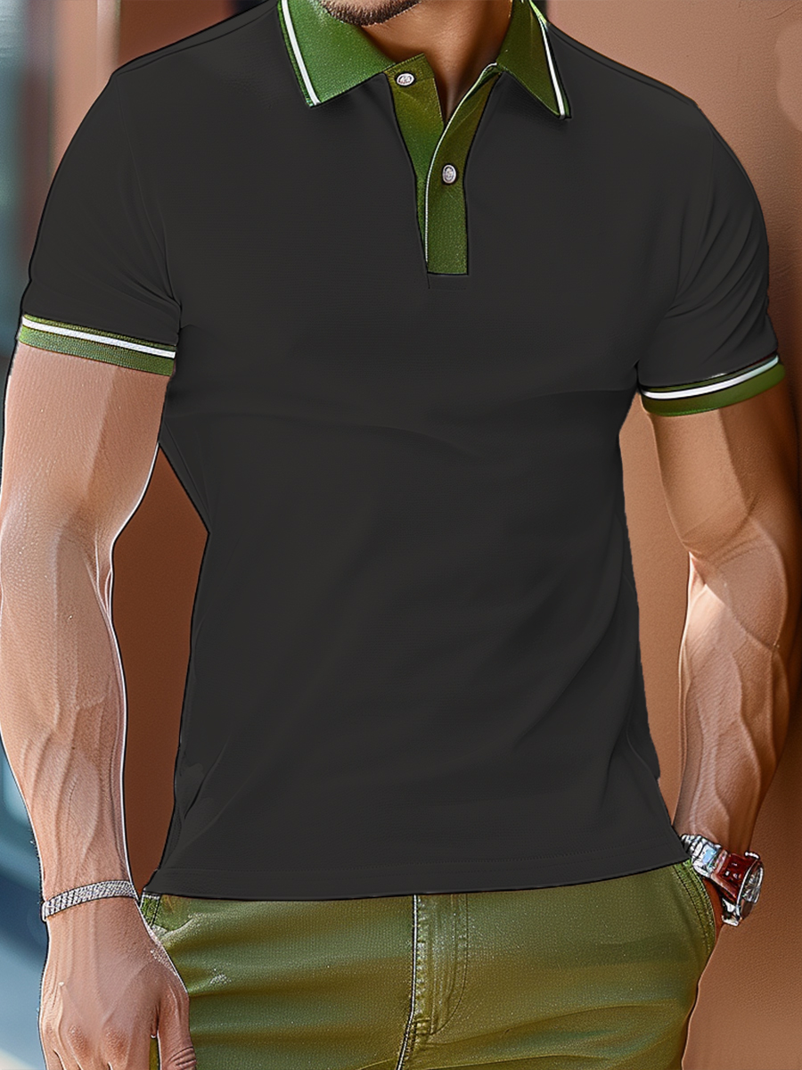 Men's Waffle Polo Stylish Stripes Printed Polo Shirt